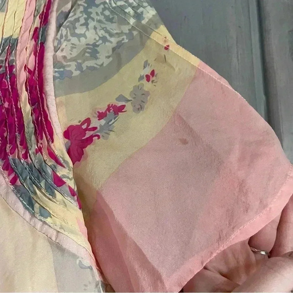 100% Mulberry Silk Blouse- floral sequins feminine‎ - Picture 7 of 8